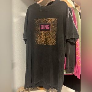 Anine Bing Harley T Shirt Dress in Black Size XS Animal Print Logo